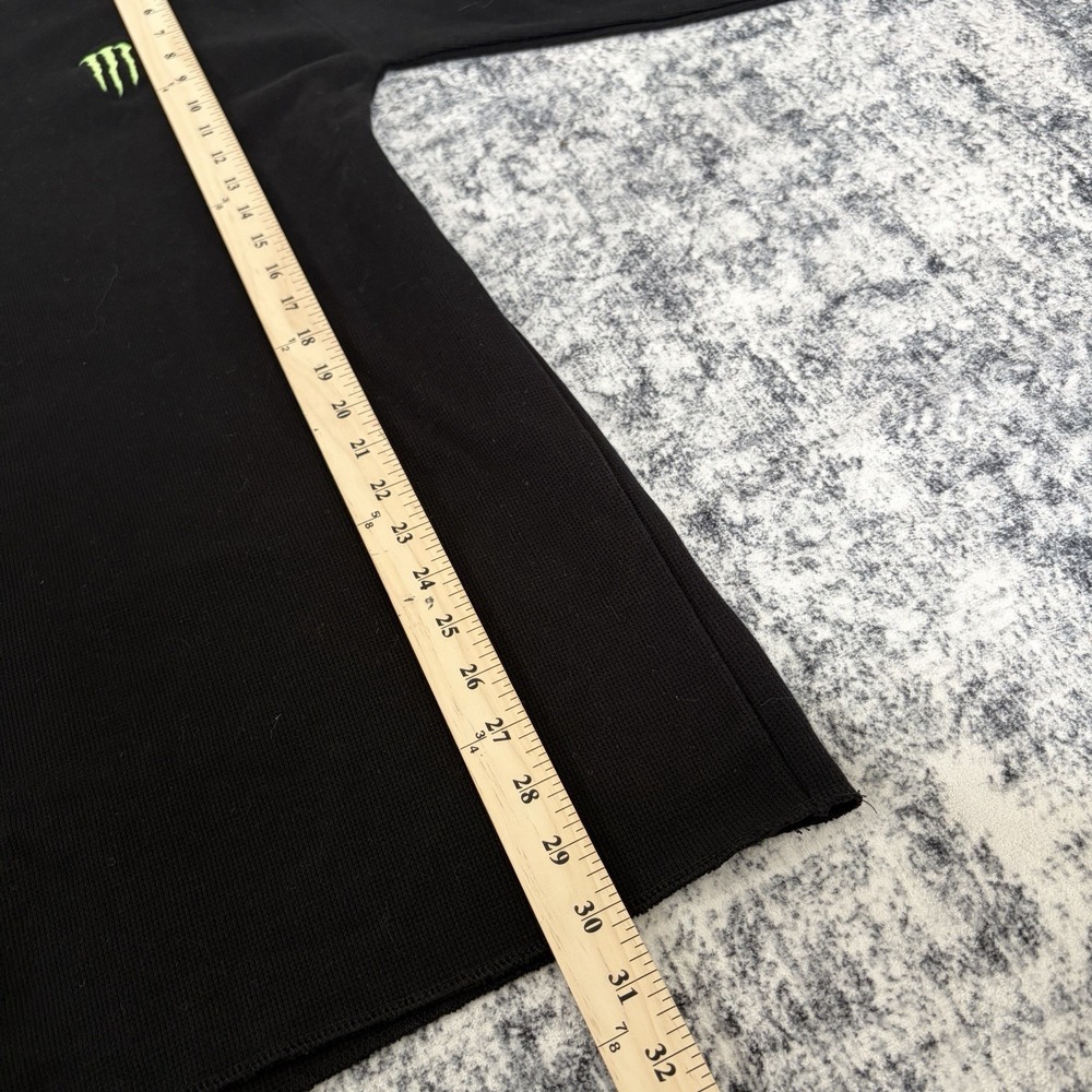 Monster Energy Waffle Knit Thermal Shirt Mens XL Black Long Sleeve Embroidered - Picture 5 of 7